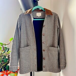 Sezane Will Jacket Navy Ochre Houndstooth - Size XXS